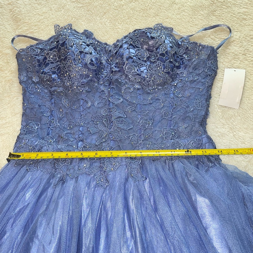 BCX Dress Periwinkle Strapless Lace Bodice Evening Ball Prom Dress/Gown - Picture 7 of 10